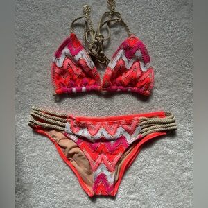 Luli Fama Flamingo Beach Bikini set XS